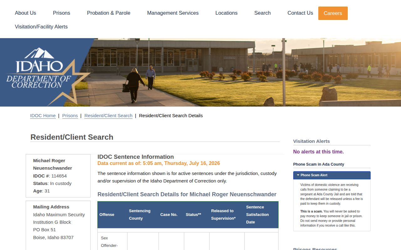 Teton County projected release date IDOC eligibility fields
